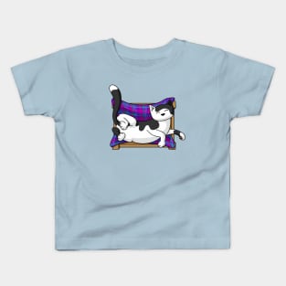 Black and white cat sleeping upside down Kids T-Shirt